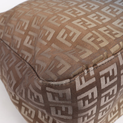 FENDI Zucchino Mamma Baguette Canvas & Leather One Shoulder bag in Brown 8BR001