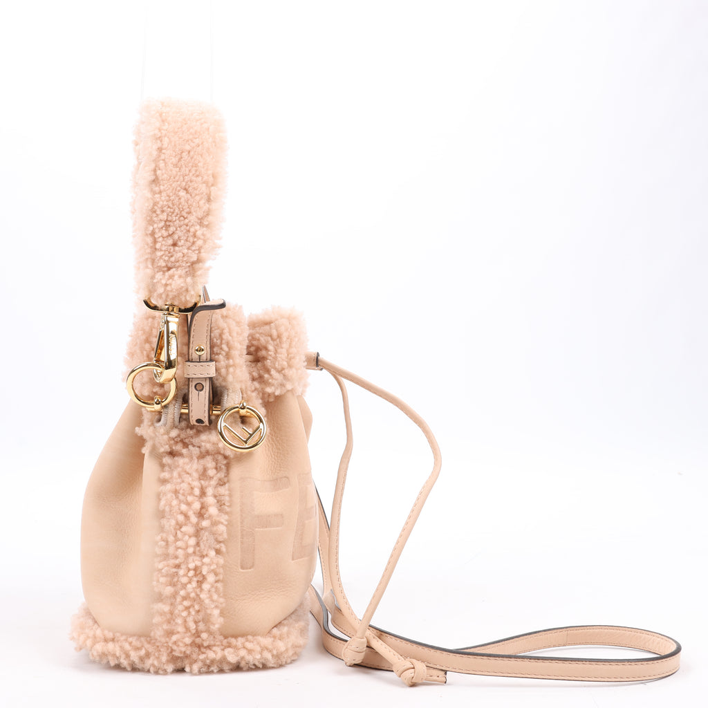 Fendi Mon Tresor Mini Mouton 2Way Shoulder Bag in Powder Beige 8BS010