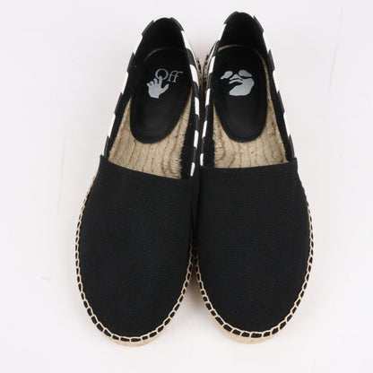 OFF-WHITE Stripes Flat Espadrilles in Schwarz-Weiß-Diagonalen, Größe 37 EU