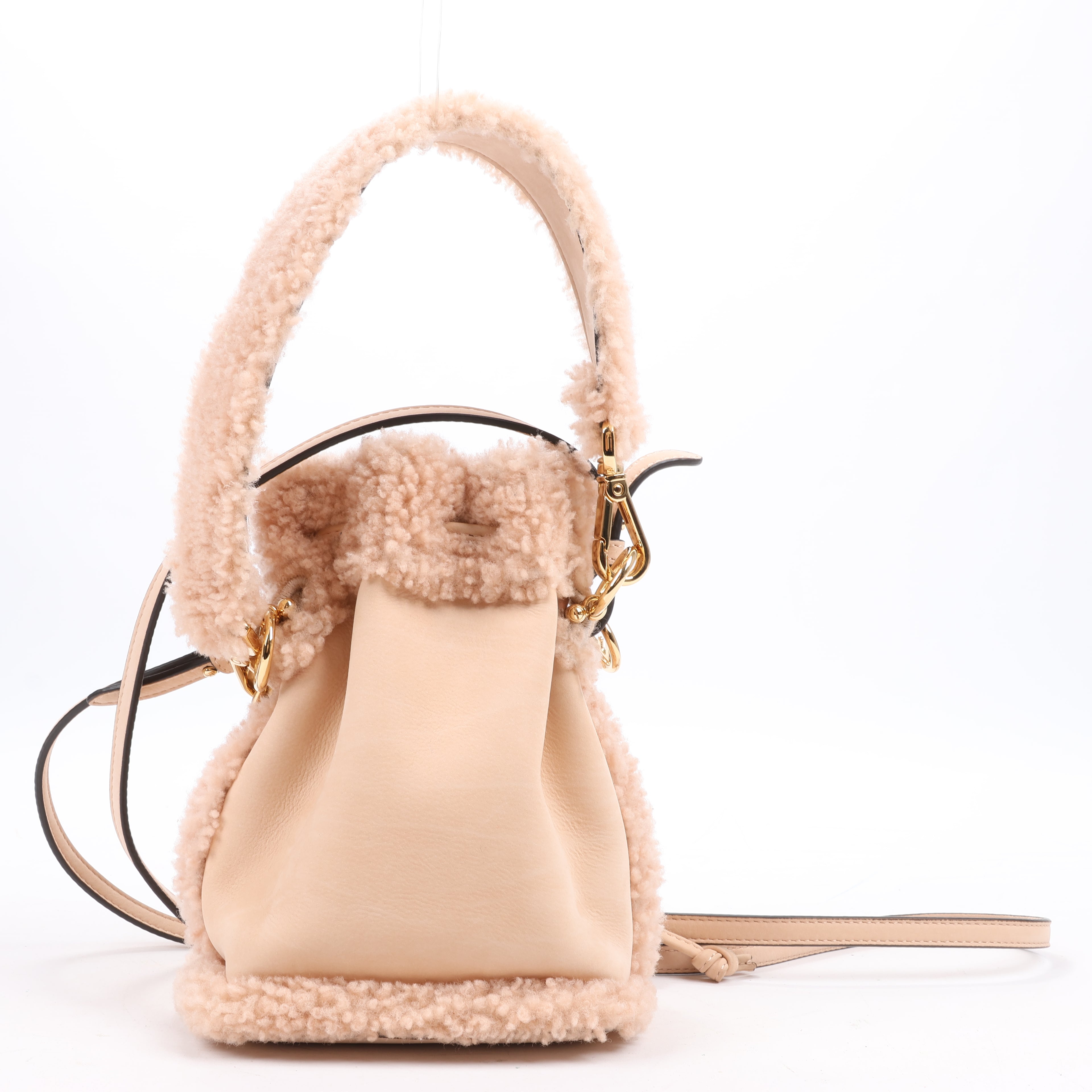 Fendi Mon Tresor Mini Mouton 2Way Shoulder Bag in Powder Beige 8BS010