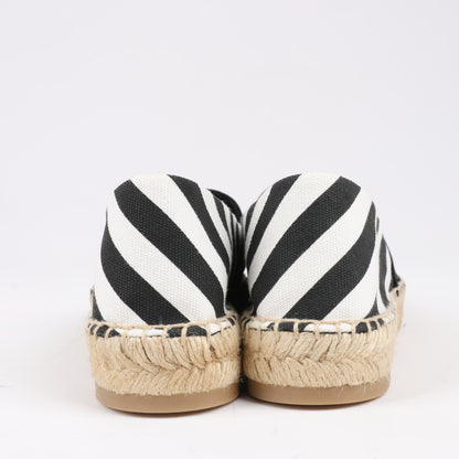OFF-WHITE Stripes Flat Espadrilles in Schwarz-Weiß-Diagonalen, Größe 37 EU