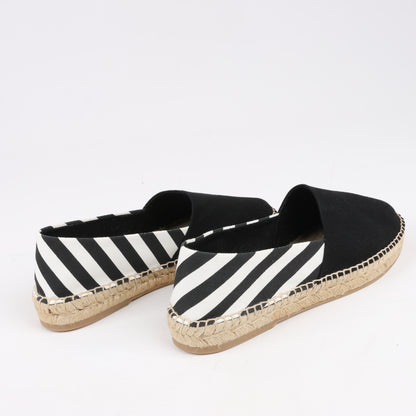 OFF-WHITE Stripes Flat Espadrilles in Schwarz-Weiß-Diagonalen, Größe 37 EU