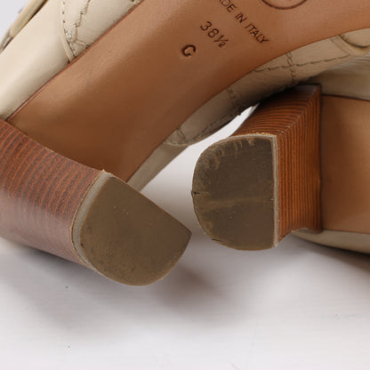 Chanel Coco Mark Matelasse 06A Lange Lederstiefel in Elfenbein G25325, Größe 38,5 EU