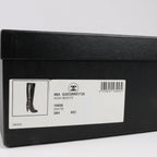 Chanel Coco Mark Matelasse 06A Leather Long Boots in Ivory G25325, Size 38.5 EU