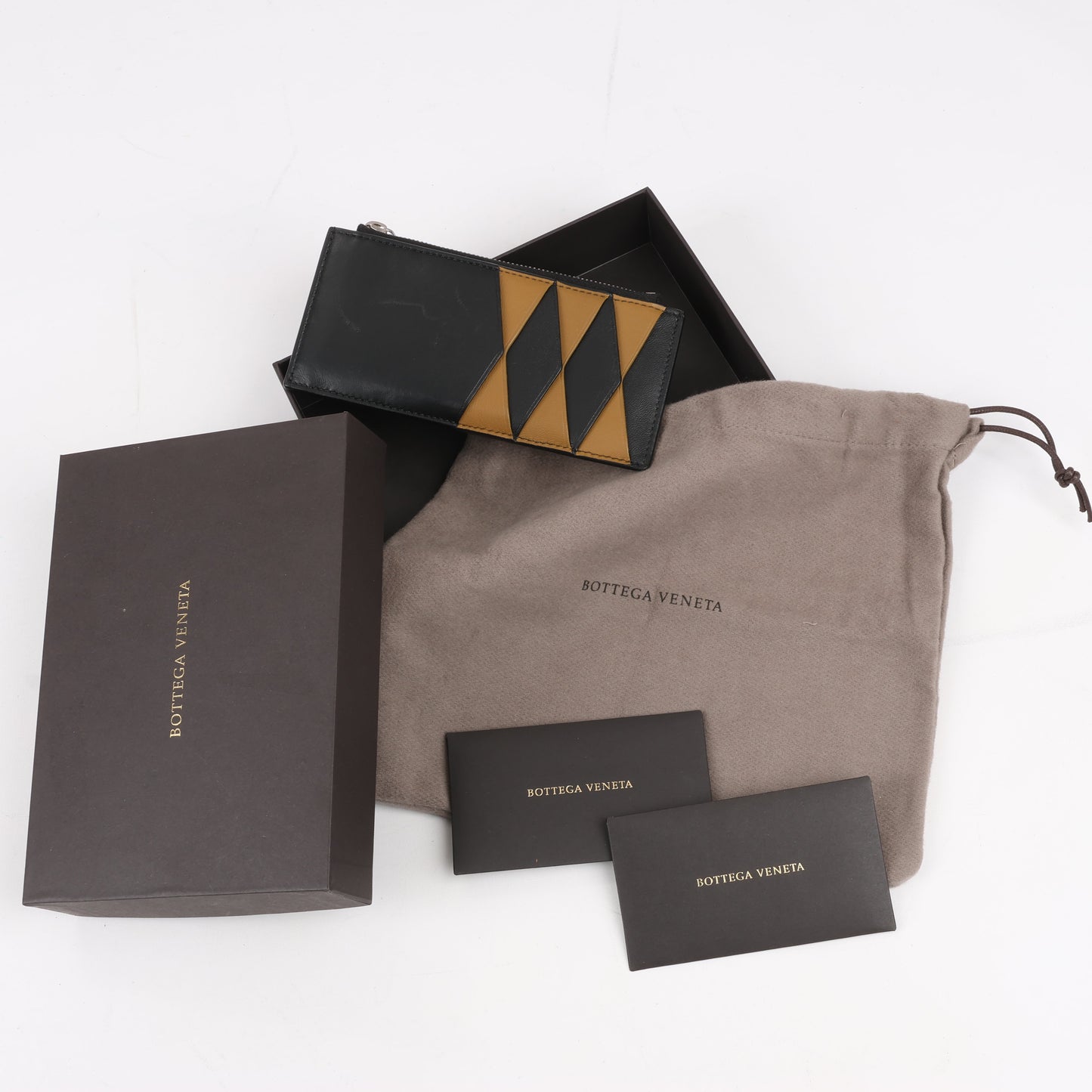 Étui à fragments en cuir Bottega Veneta noir × marron