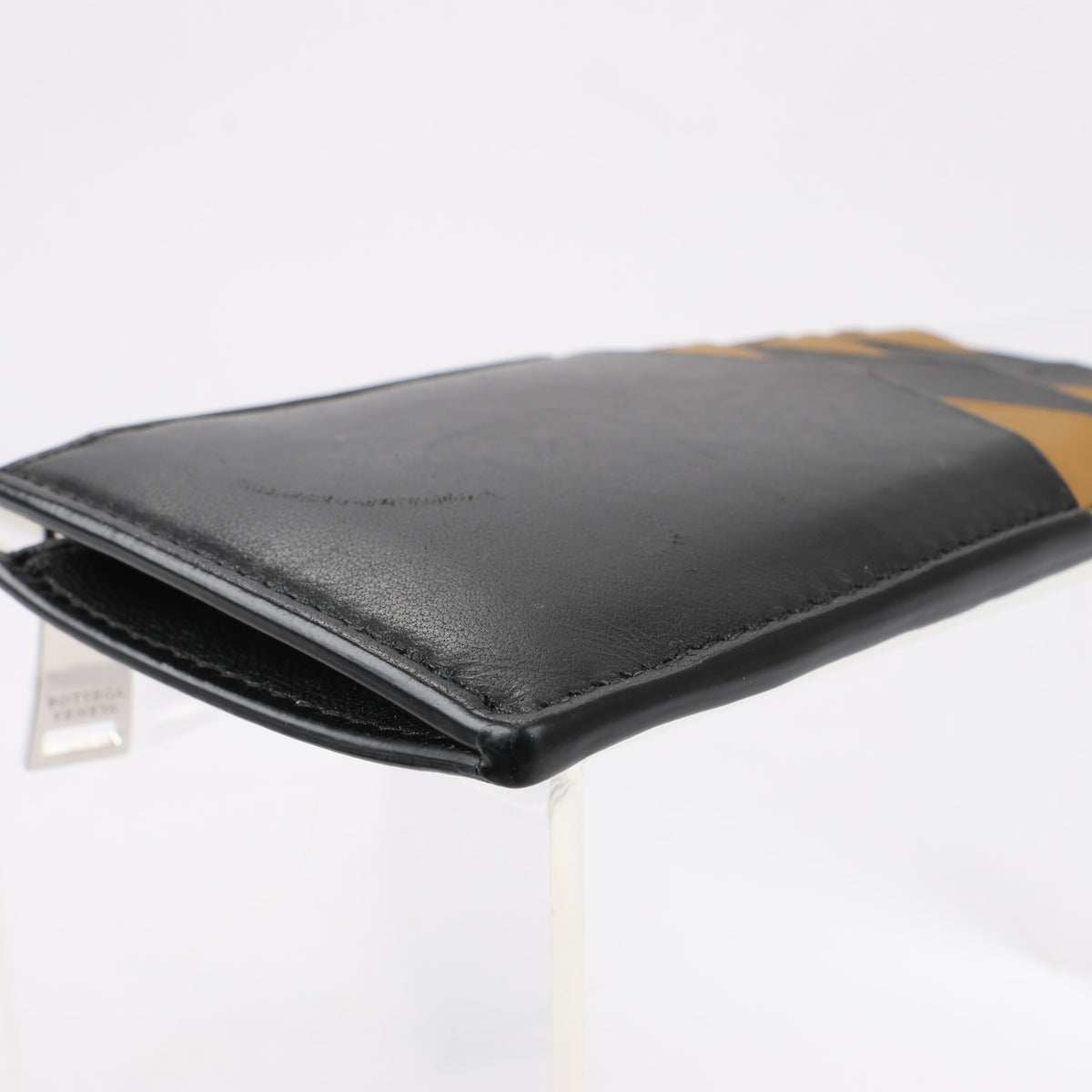 Bottega Veneta Leather Fragment Case in Black × Brown
