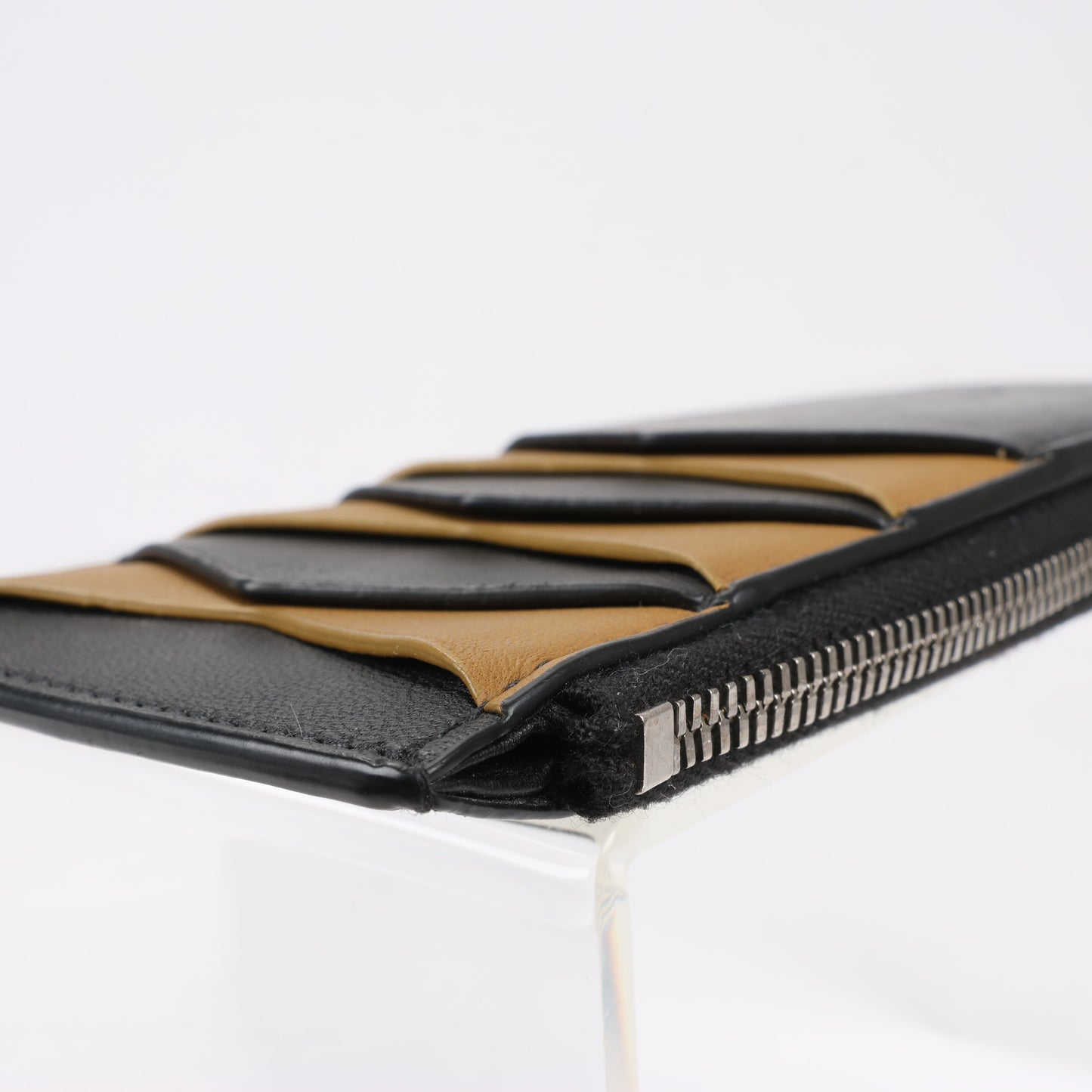 Étui à fragments en cuir Bottega Veneta noir × marron