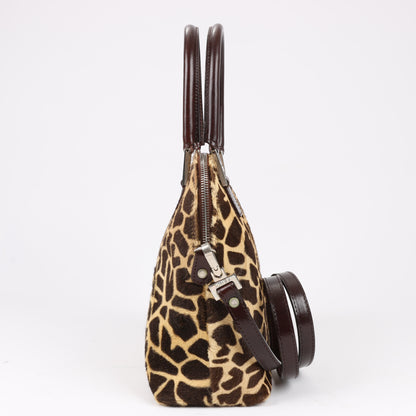 FENDI Giraffe Pony-Style Leather 2Way Handbag in Brown