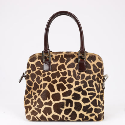 FENDI Giraffe Pony-Style Leather 2Way Handbag in Brown