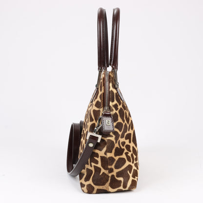 FENDI Giraffe Pony-Style Leather 2Way Handbag in Brown