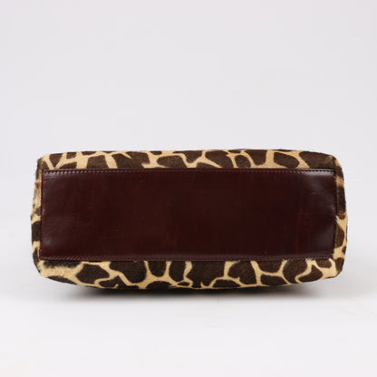 FENDI Giraffe Pony-Style Leather 2Way Handbag in Brown