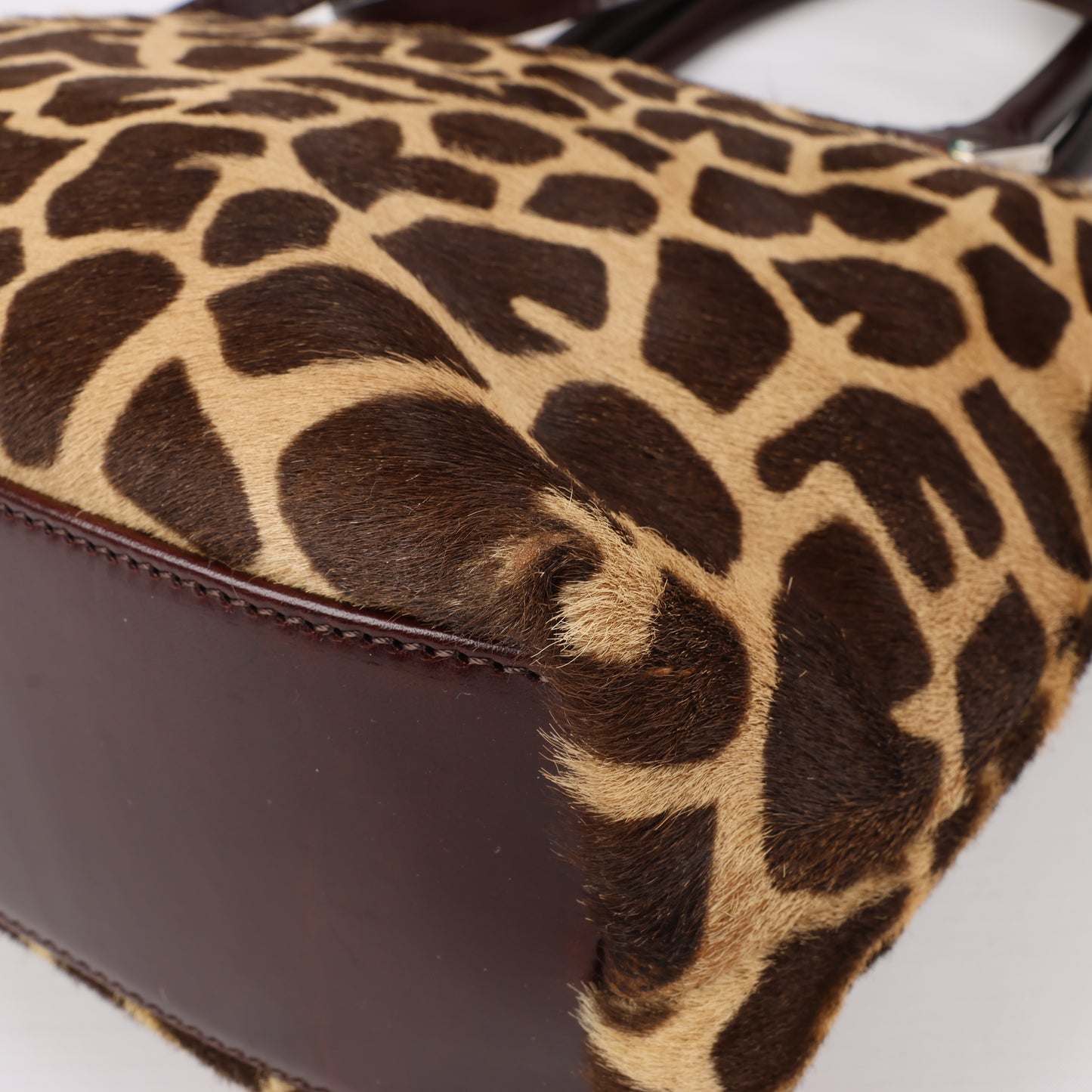 FENDI Giraffe Pony-Style Leather 2Way Handbag in Brown