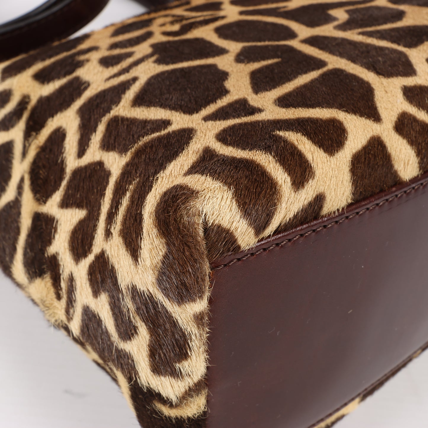 FENDI Giraffe Pony-Style Leather 2Way Handbag in Brown