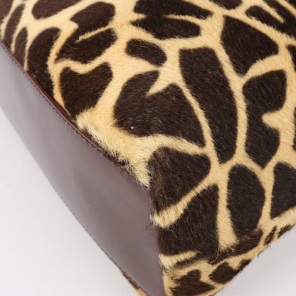 FENDI Giraffe Pony-Style Leather 2Way Handbag in Brown