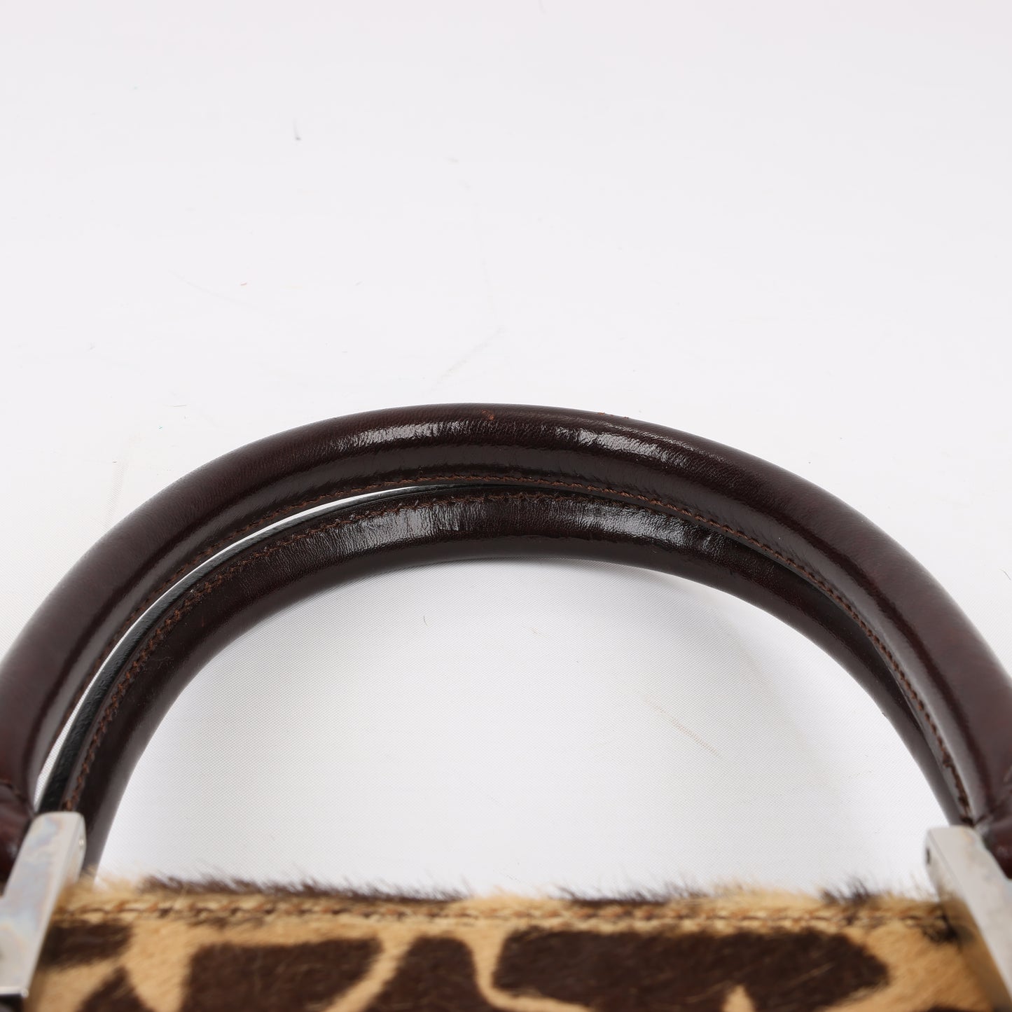 FENDI Giraffe Pony-Style Leather 2Way Handbag in Brown