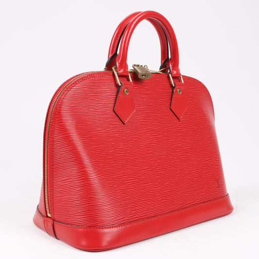 Sac à main Louis Vuitton Alma PM en cuir épi rouge