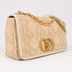 Dior Caro Raffia x Leather Medium Shoulder Bag in Beige