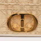 Dior Caro Raffia x Leather Medium Shoulder Bag in Beige