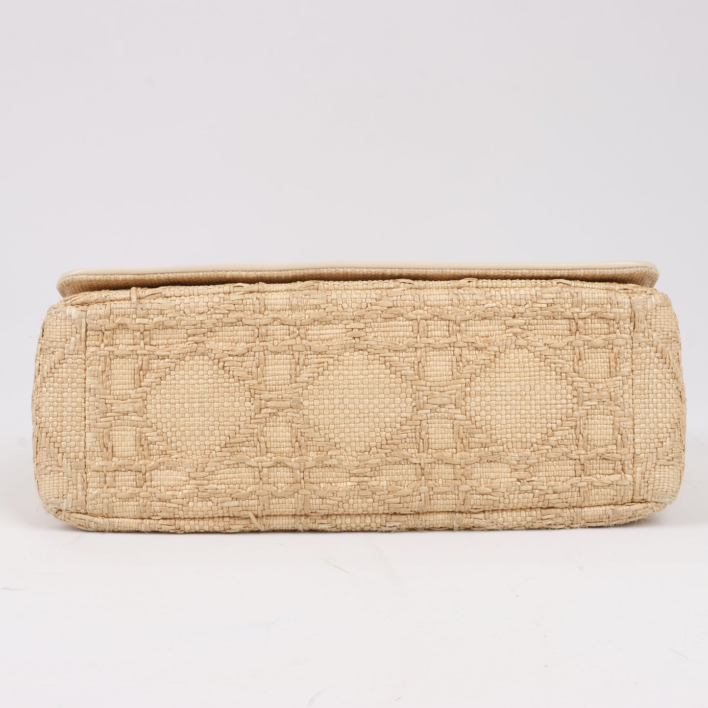 Dior Caro Raffia x Leather Medium Shoulder Bag in Beige