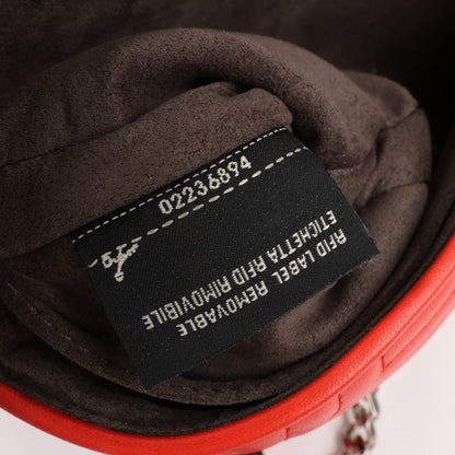 FENDI Double Micro Baguette Leather Chain Shoulder Bag in Red 8M0371