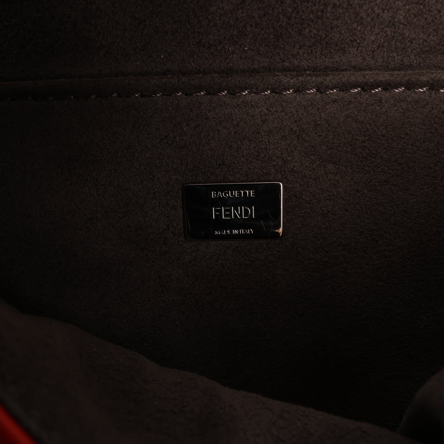 Sac à bandoulière en cuir FENDI Double Micro Baguette avec chaîne, rouge 8M0371