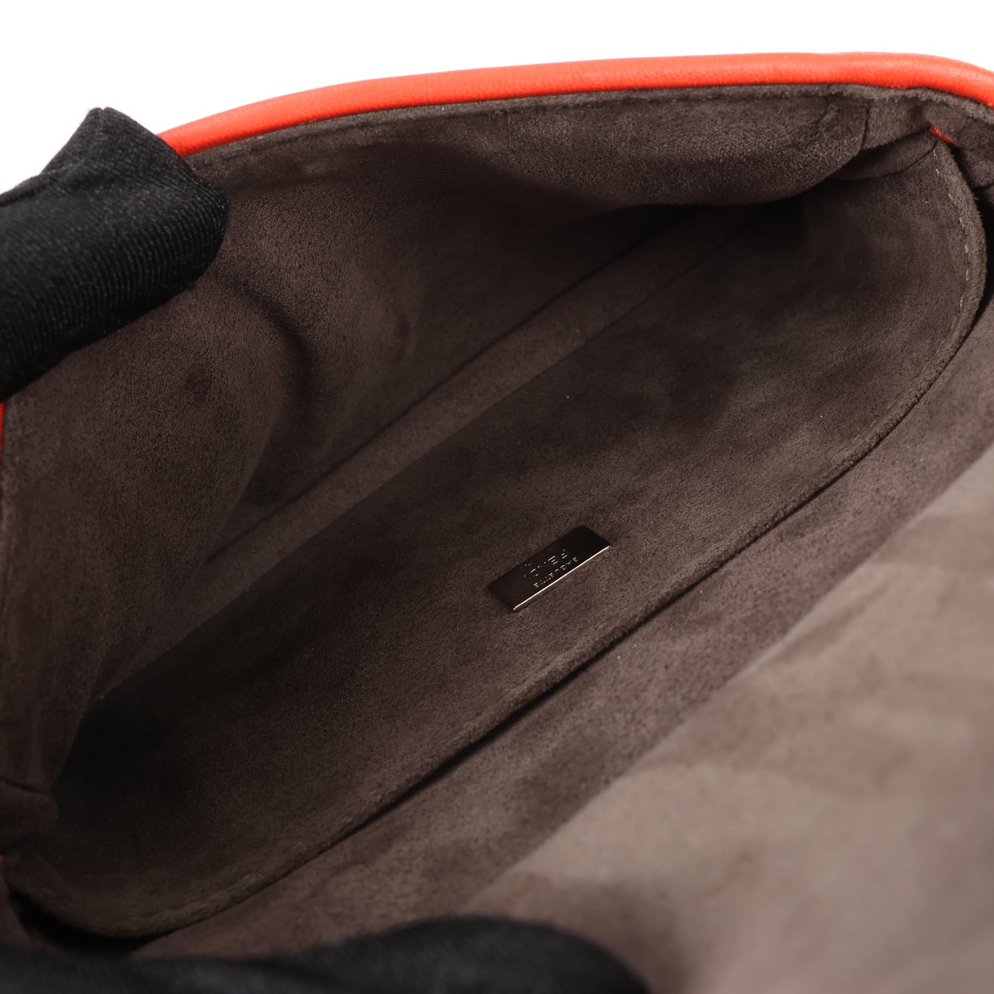 Sac à bandoulière en cuir FENDI Double Micro Baguette avec chaîne, rouge 8M0371