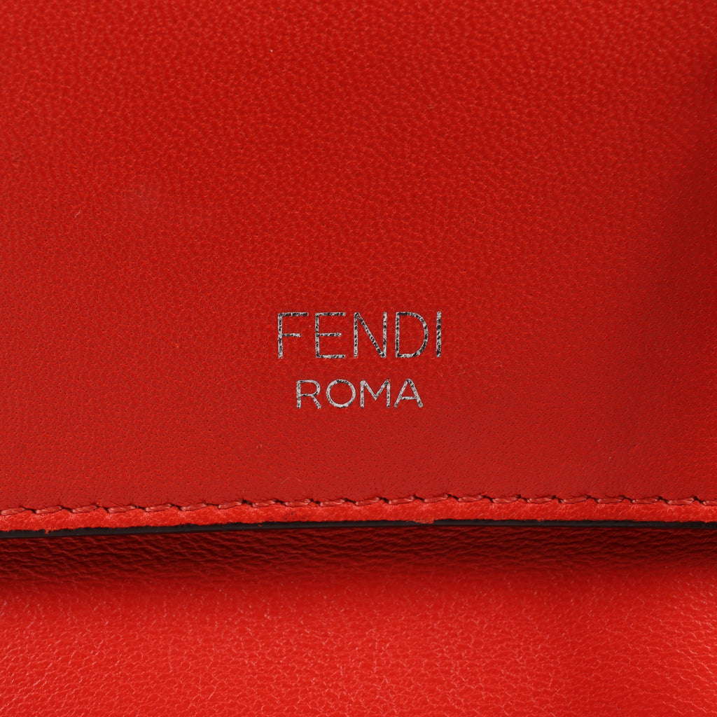 FENDI Double Micro Baguette Leather Chain Shoulder Bag in Red 8M0371