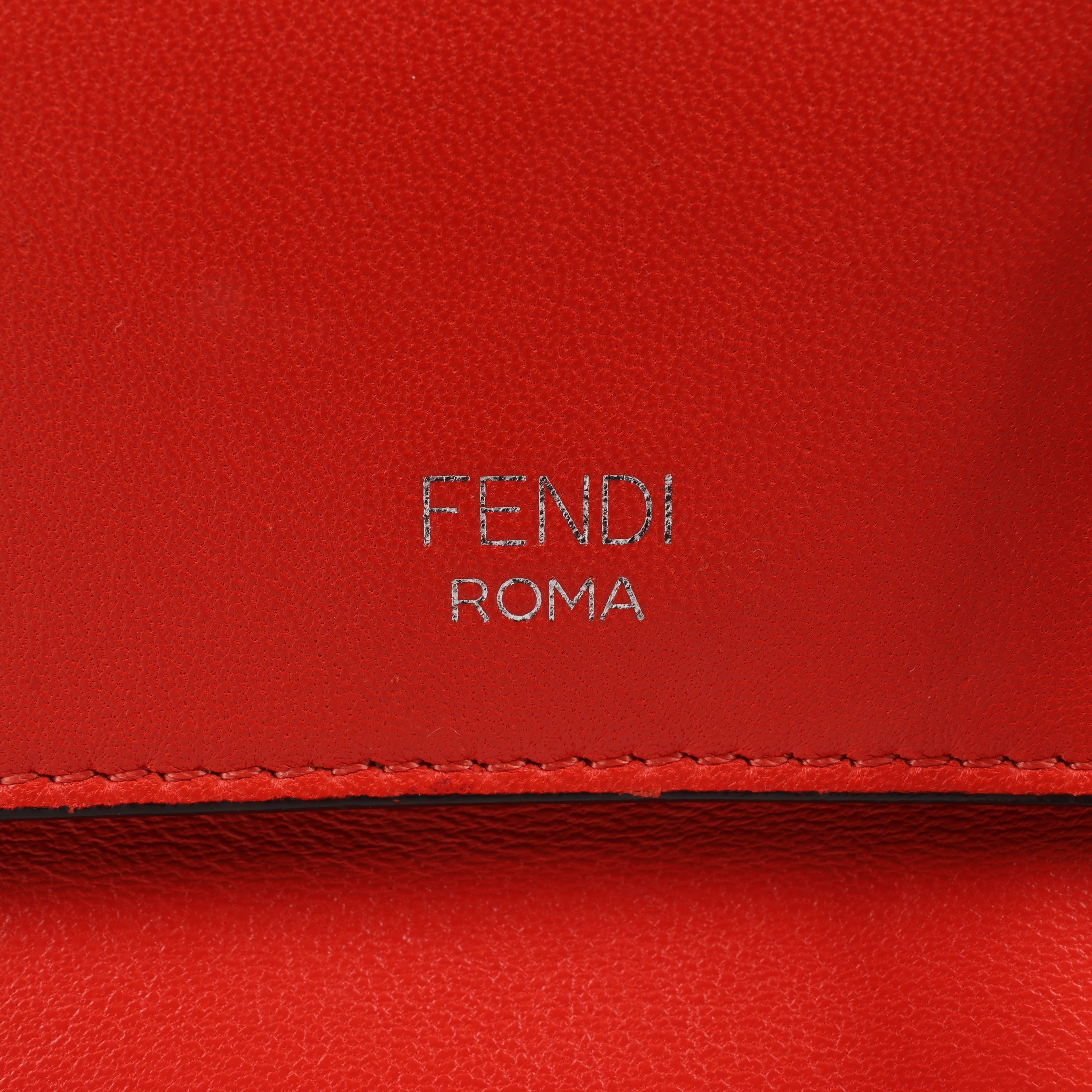 FENDI Double Micro Baguette Leather Chain Shoulder Bag in Red 8M0371