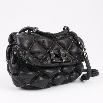 Valentino Garavani Nappa Small Spikeme Shoulder Bag in Black