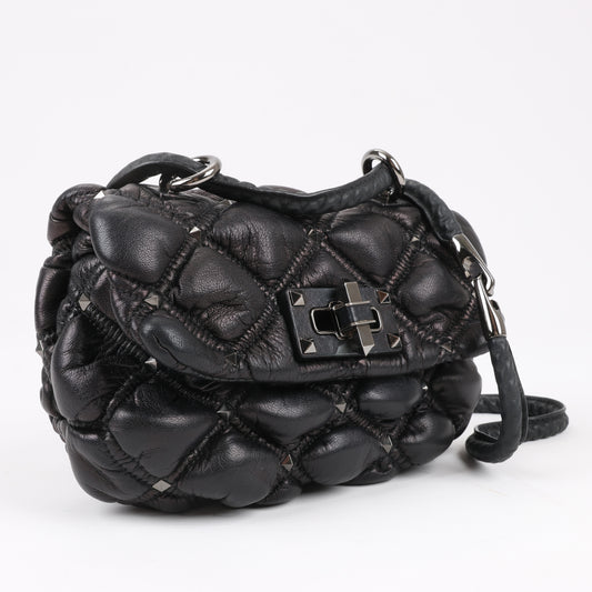 Valentino Garavani Nappa Small Spikeme Shoulder Bag in Black