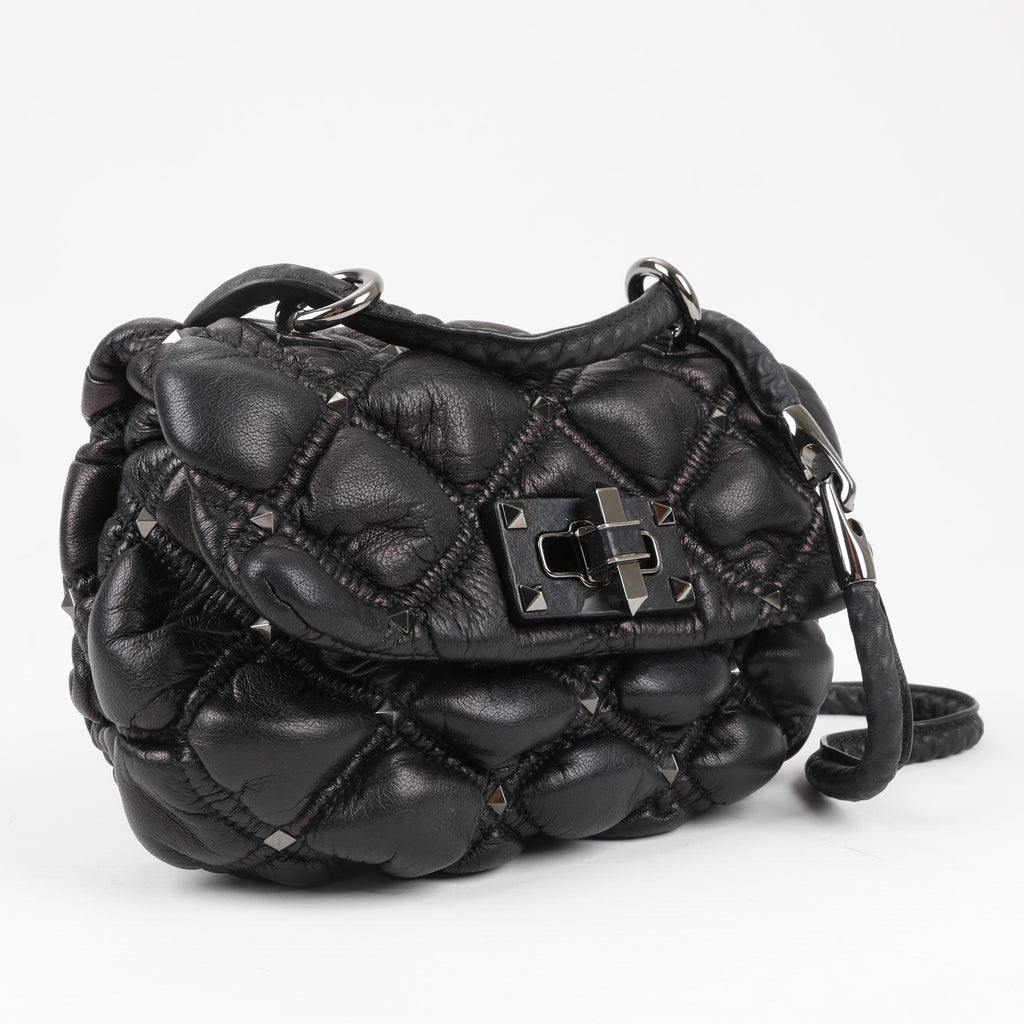 Valentino Garavani Nappa Small Spikeme Shoulder Bag in Black