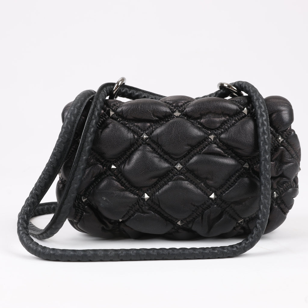 Valentino Garavani Nappa Small Spikeme Shoulder Bag in Black