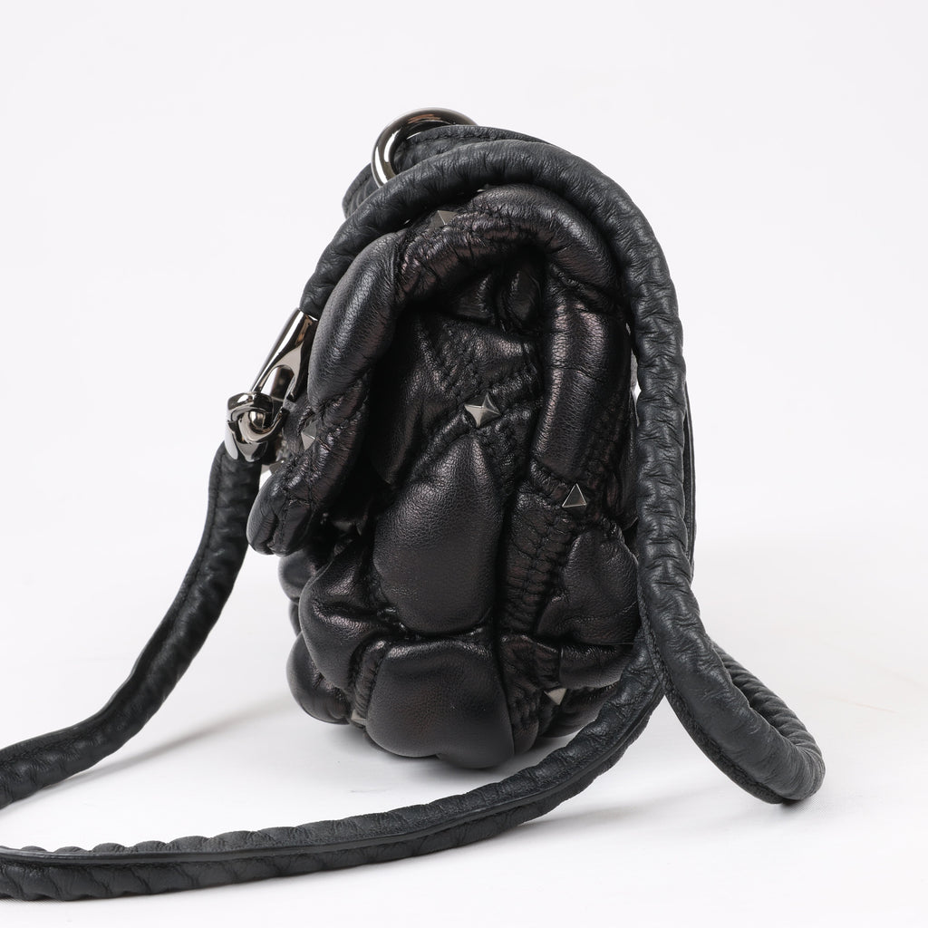 Valentino Garavani Nappa Small Spikeme Shoulder Bag in Black