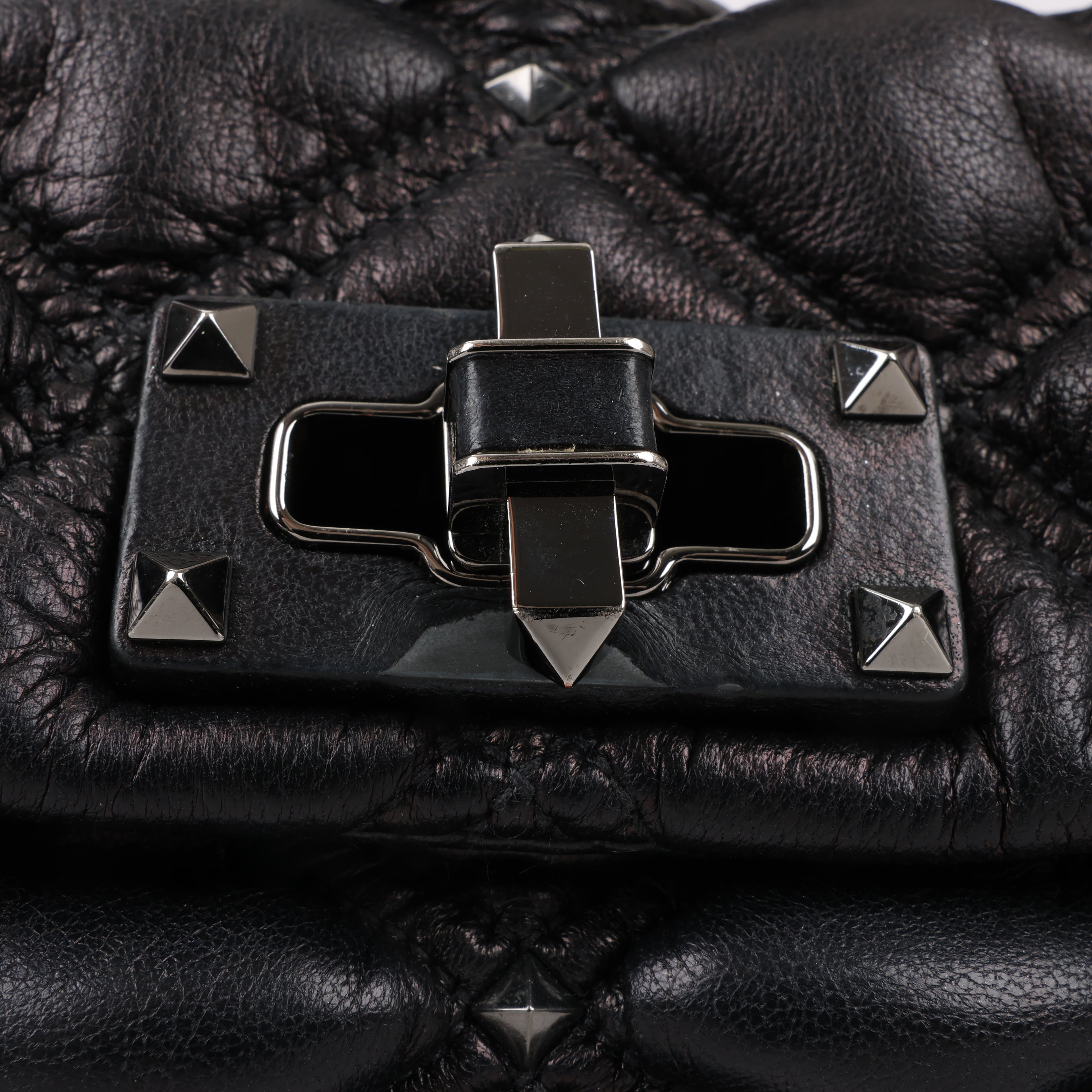 Valentino Garavani Nappa Small Spikeme Shoulder Bag in Black