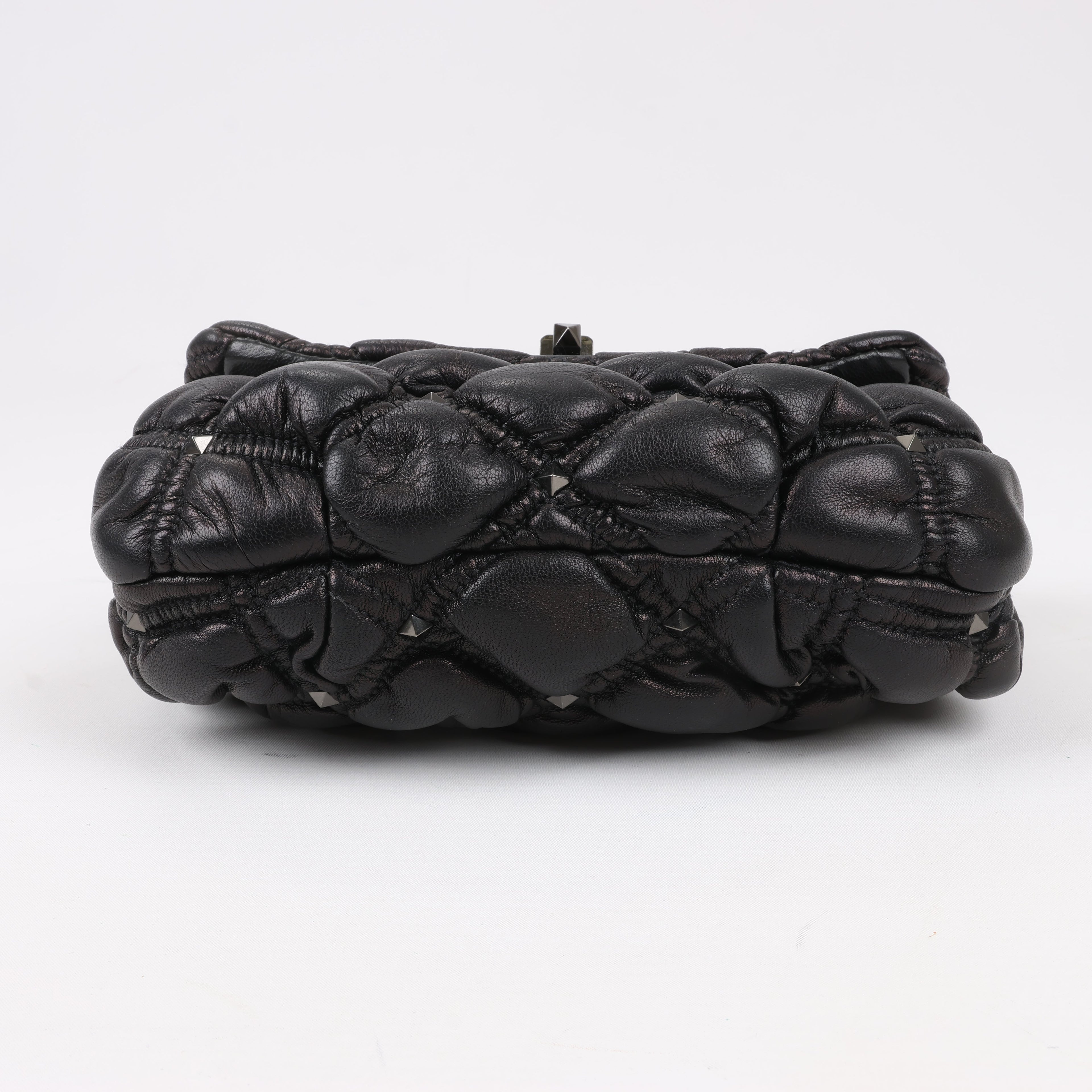 Valentino Garavani Nappa Small Spikeme Shoulder Bag in Black