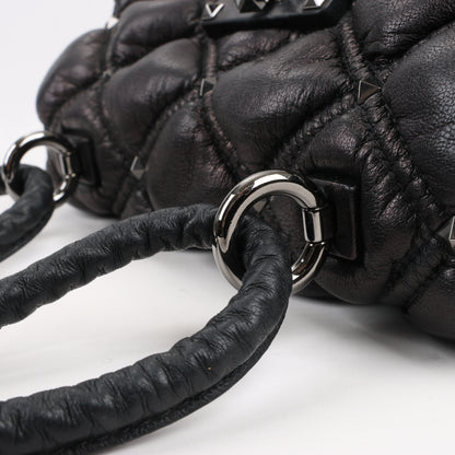 Valentino Garavani Nappa Small Spikeme Shoulder Bag in Black