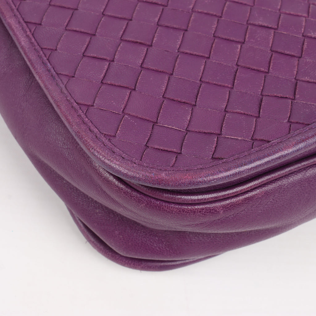 BOTTEGA VENETA Intrecciato Leather Shoulder Bag in Purple