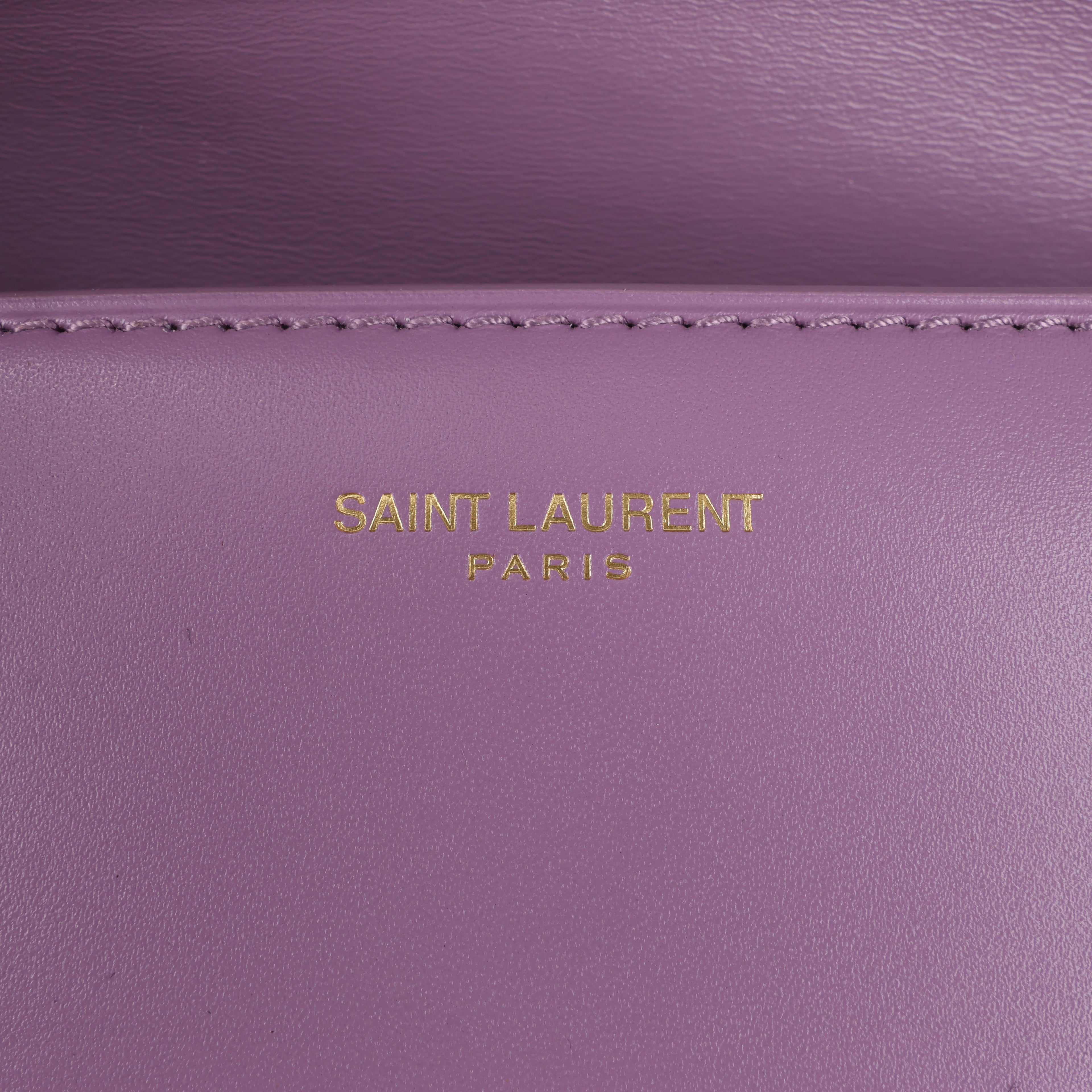 Saint Laurent Paris Carre Leather Shoulder bag in Purple