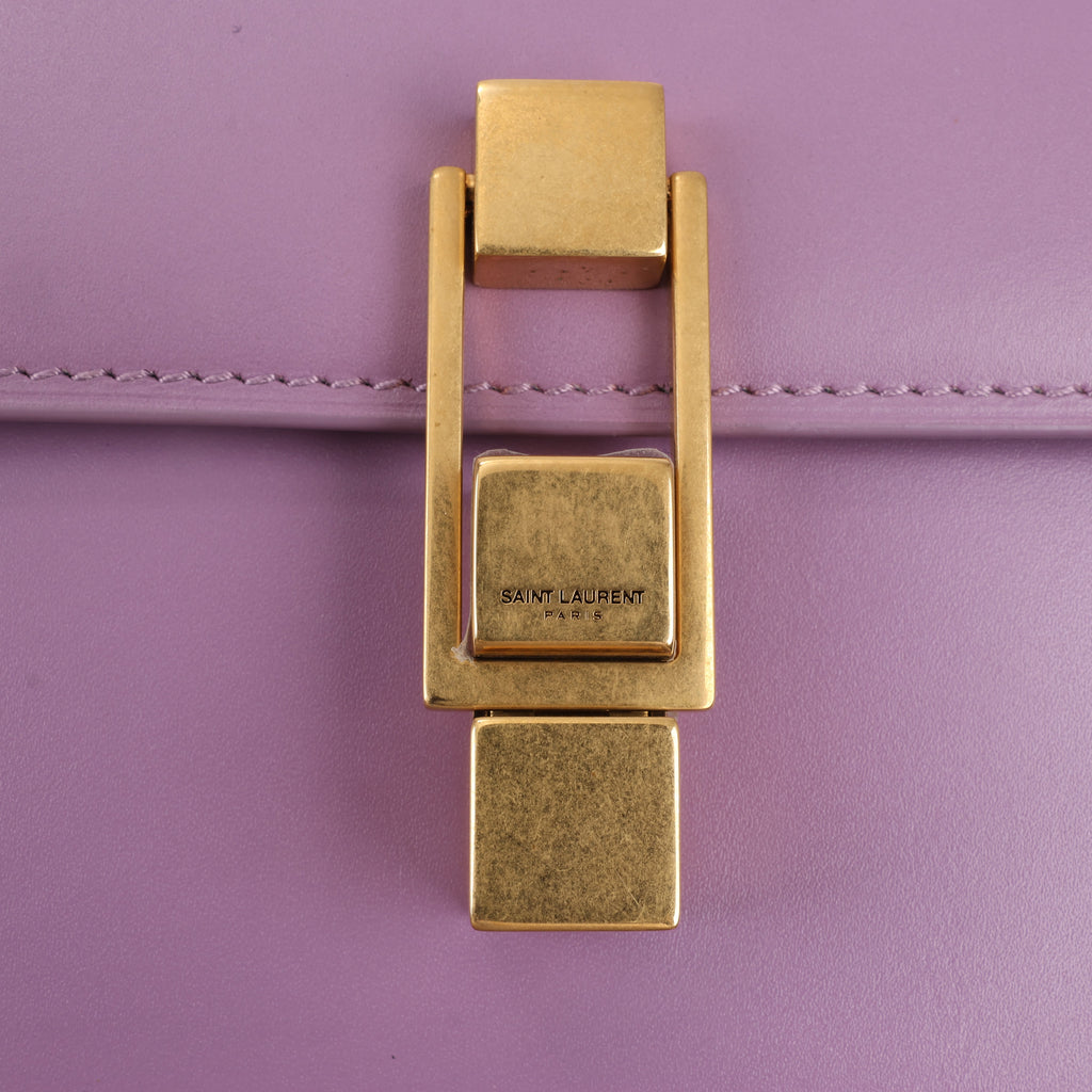 Saint Laurent Paris Carre Leather Shoulder bag in Purple