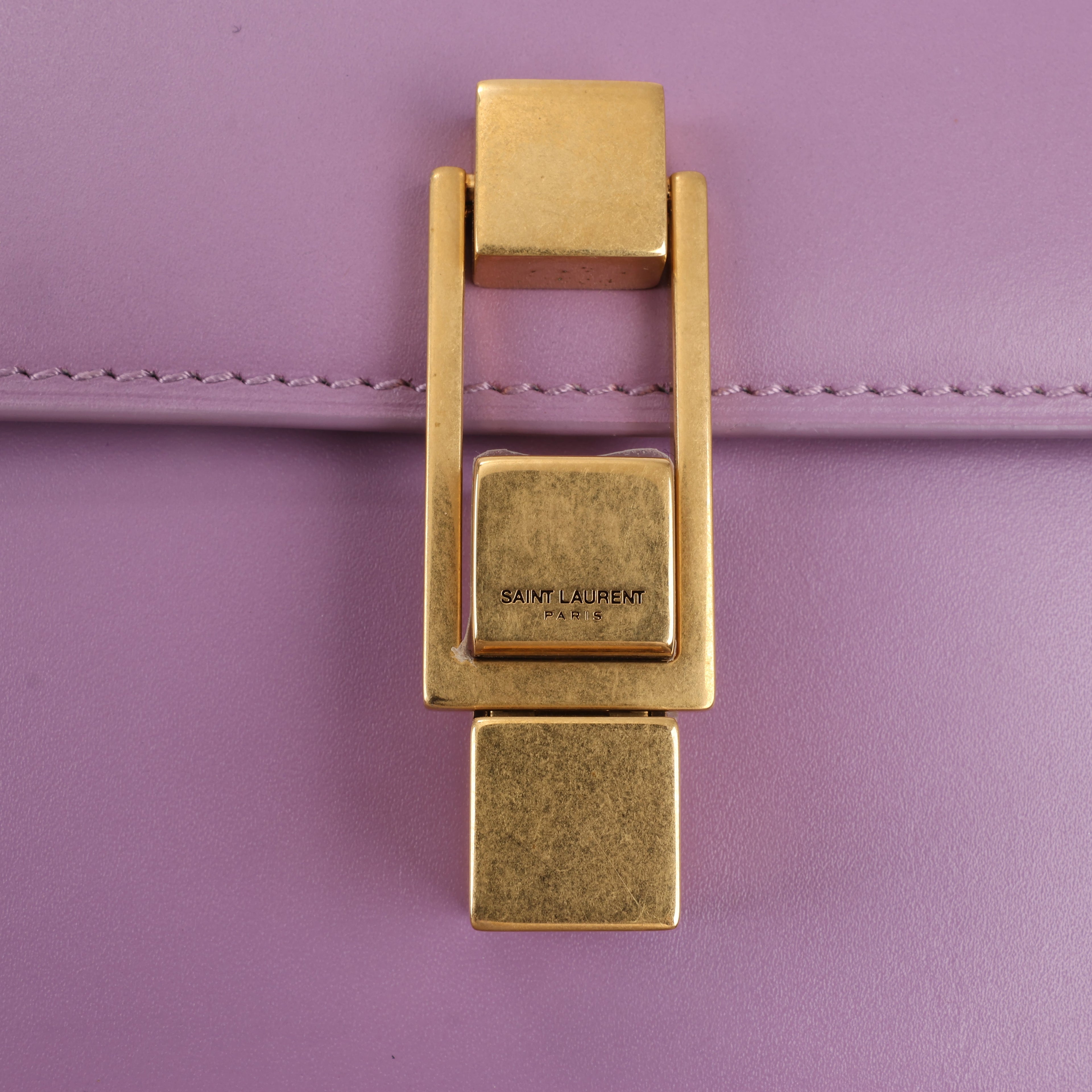 Saint Laurent Paris Carre Leather Shoulder bag in Purple