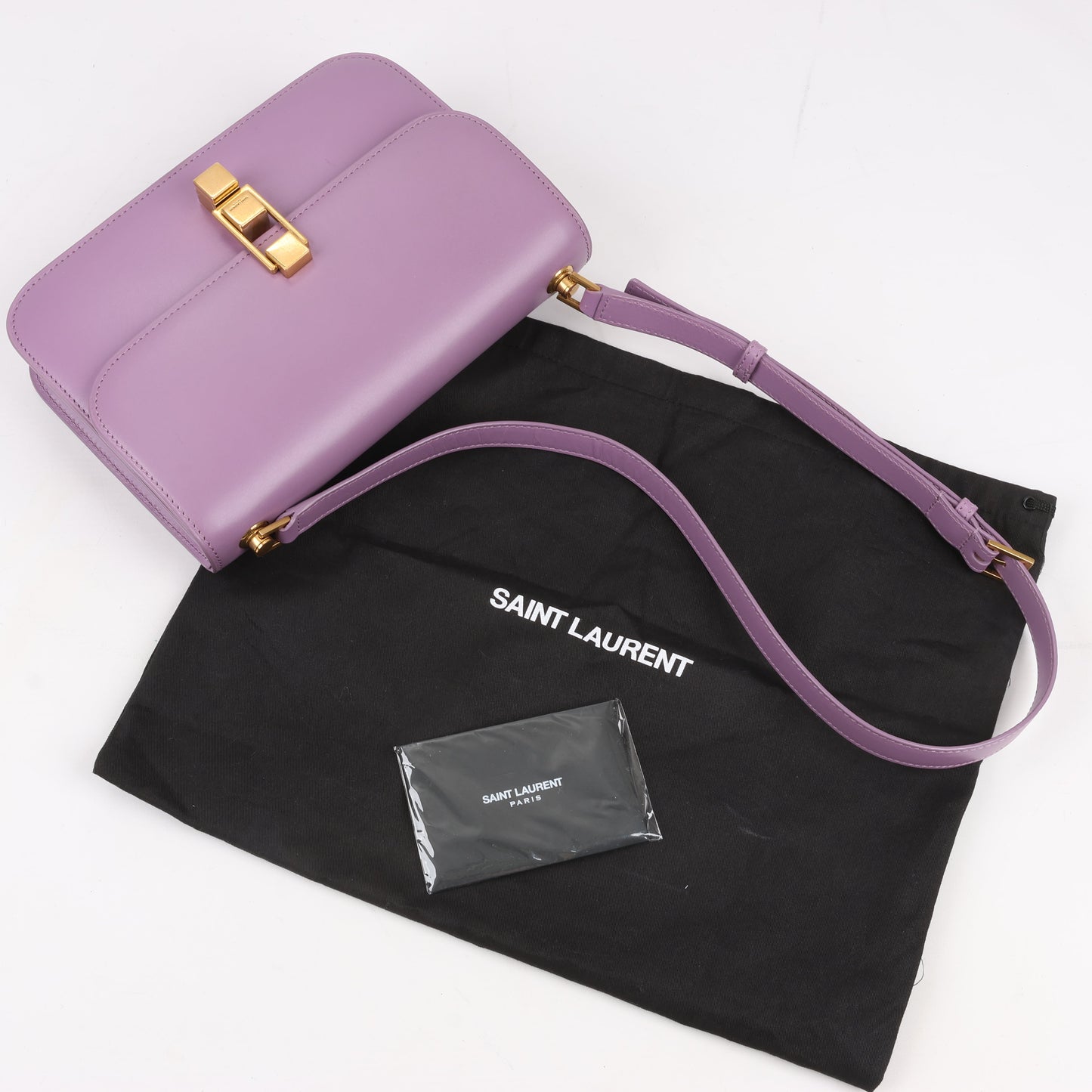 Saint Laurent Paris Carre Leather Shoulder bag in Purple