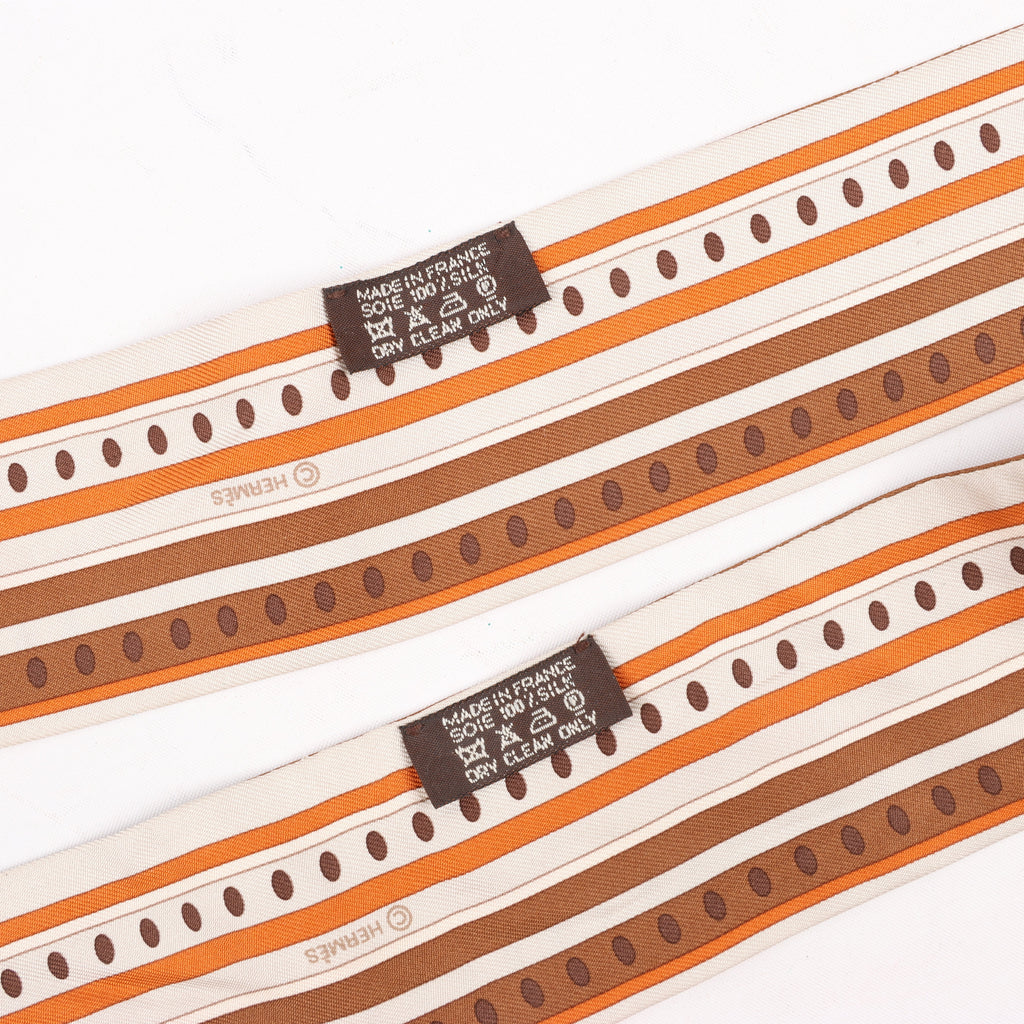 Hermès Sequences Horse Twilly Scarves in Orange