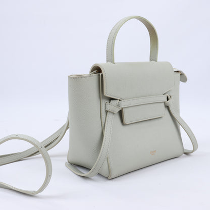 Sac ceinture CELINE Nano 2 voies en cuir de veau grainé, couleur menthe