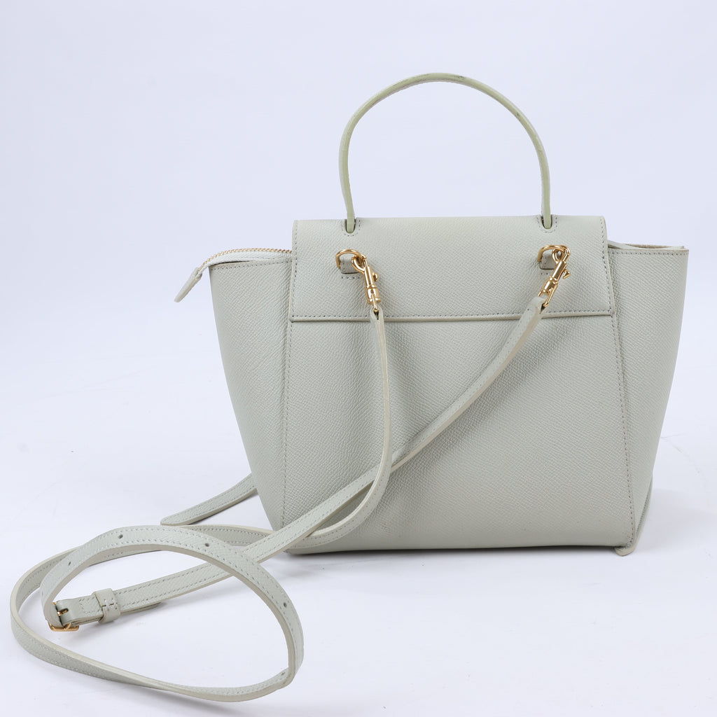 CELINE Belt Bag Grained Calfskin Nano 2Way Handbag in Mint