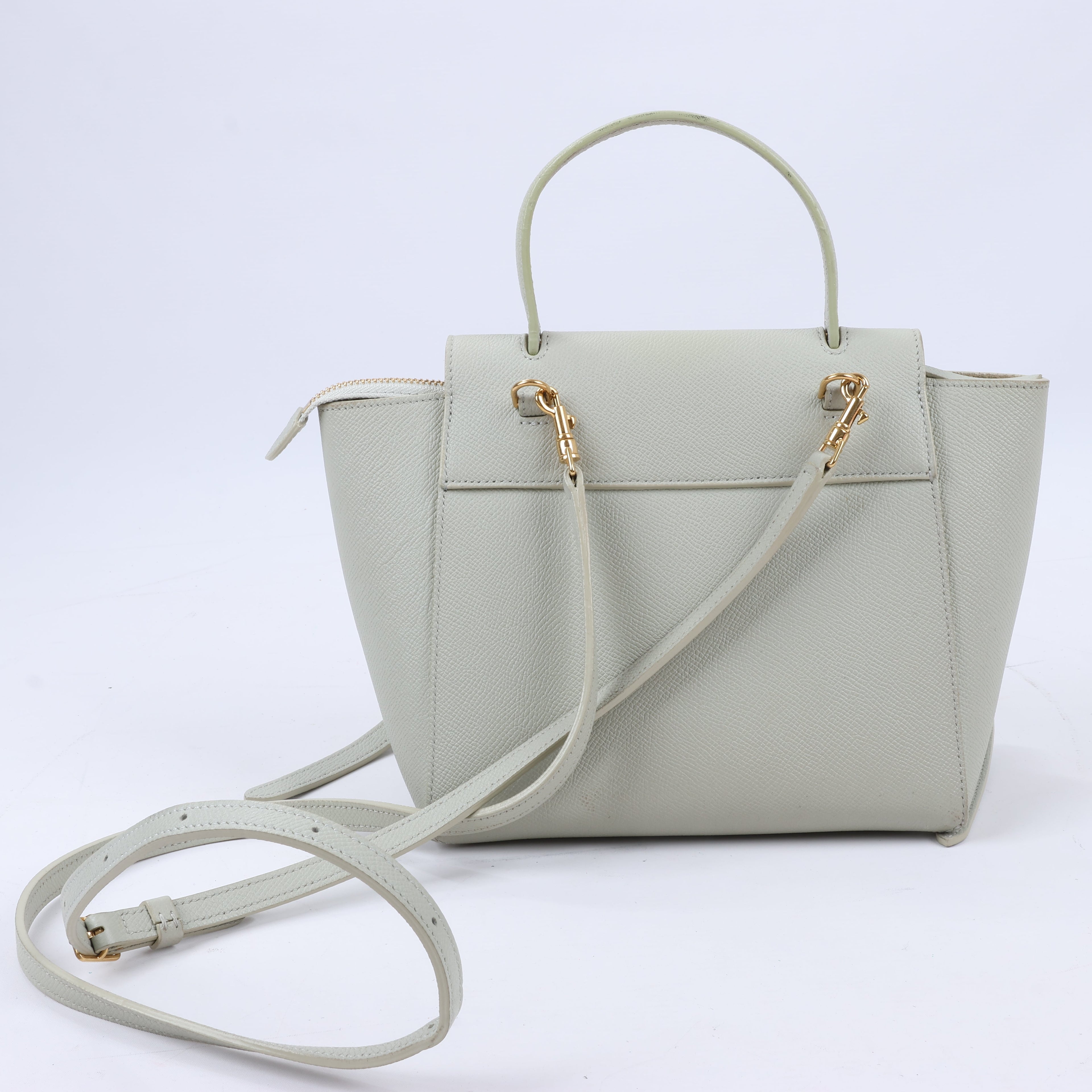 CELINE Belt Bag Grained Calfskin Nano 2Way Handbag in Mint