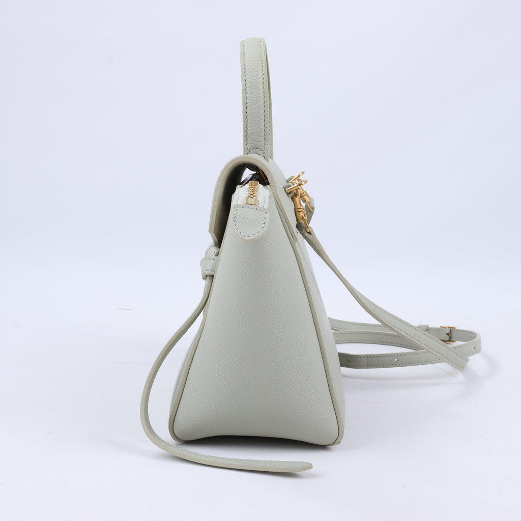 CELINE Belt Bag Grained Calfskin Nano 2Way Handbag in Mint