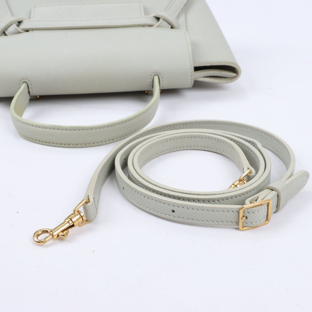 CELINE Belt Bag Grained Calfskin Nano 2Way Handbag in Mint
