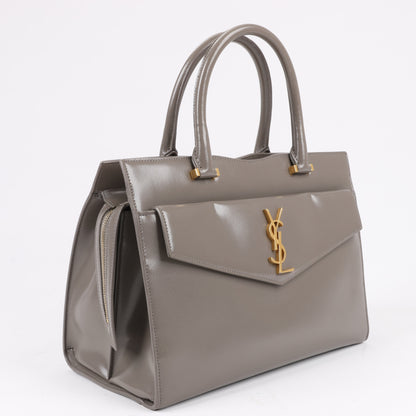 Saint Laurent Paris Uptown Leather Handbag in Gray 557653