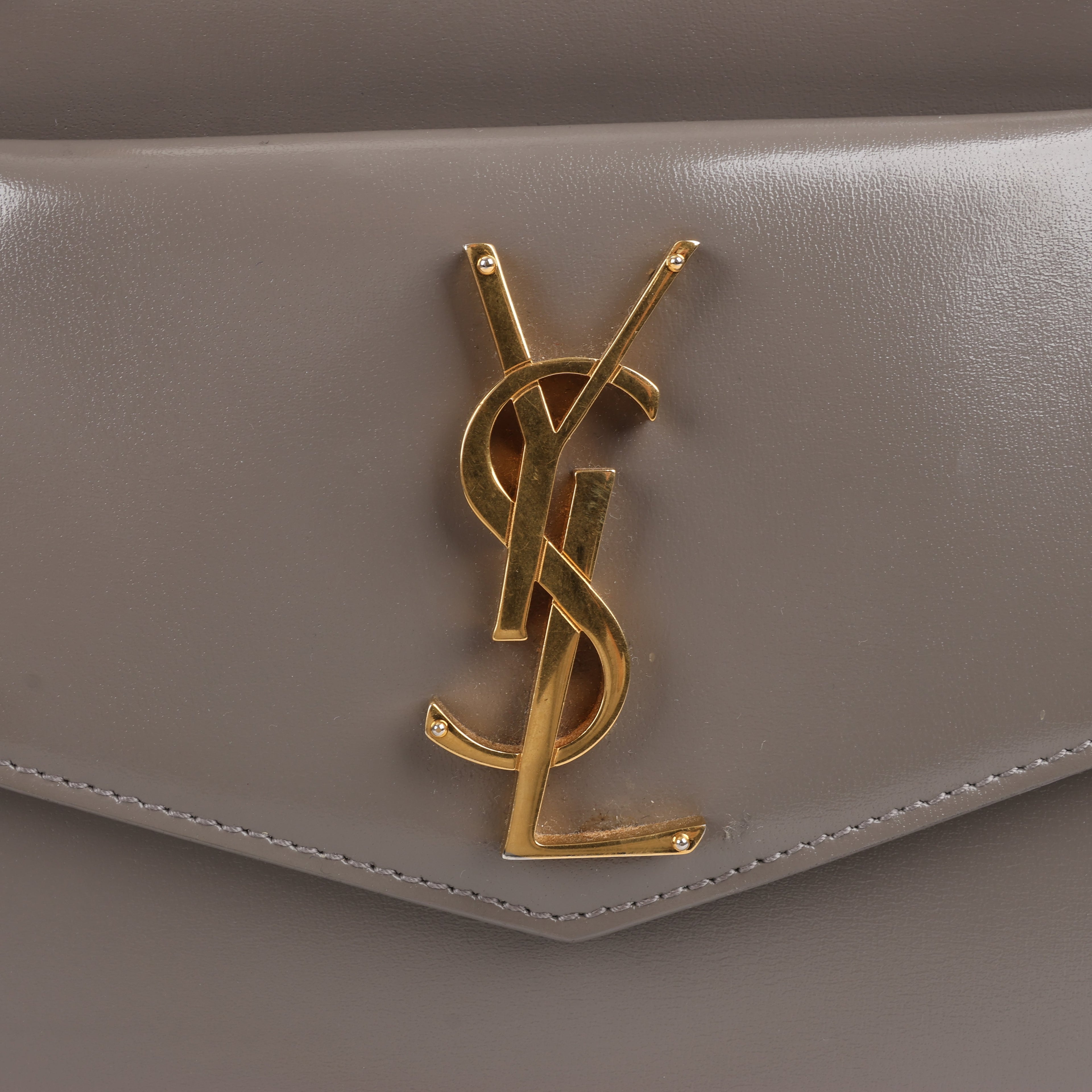 Saint Laurent Paris Uptown Leather Handbag in Gray 557653