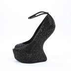 Giuseppe Zanotti Swarovski Crystal No-Heel Platform Wedges - Size 38 EU